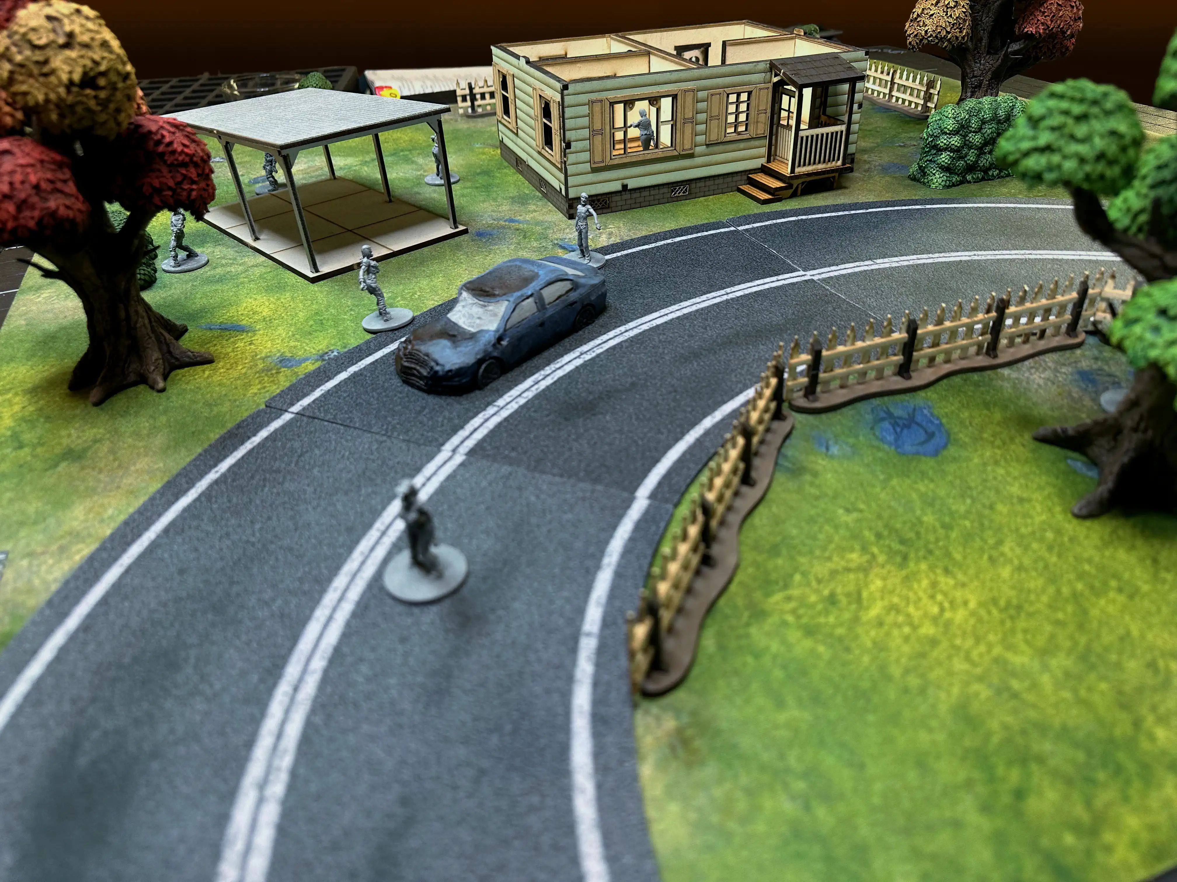 side view of the table and terrain for the scenario