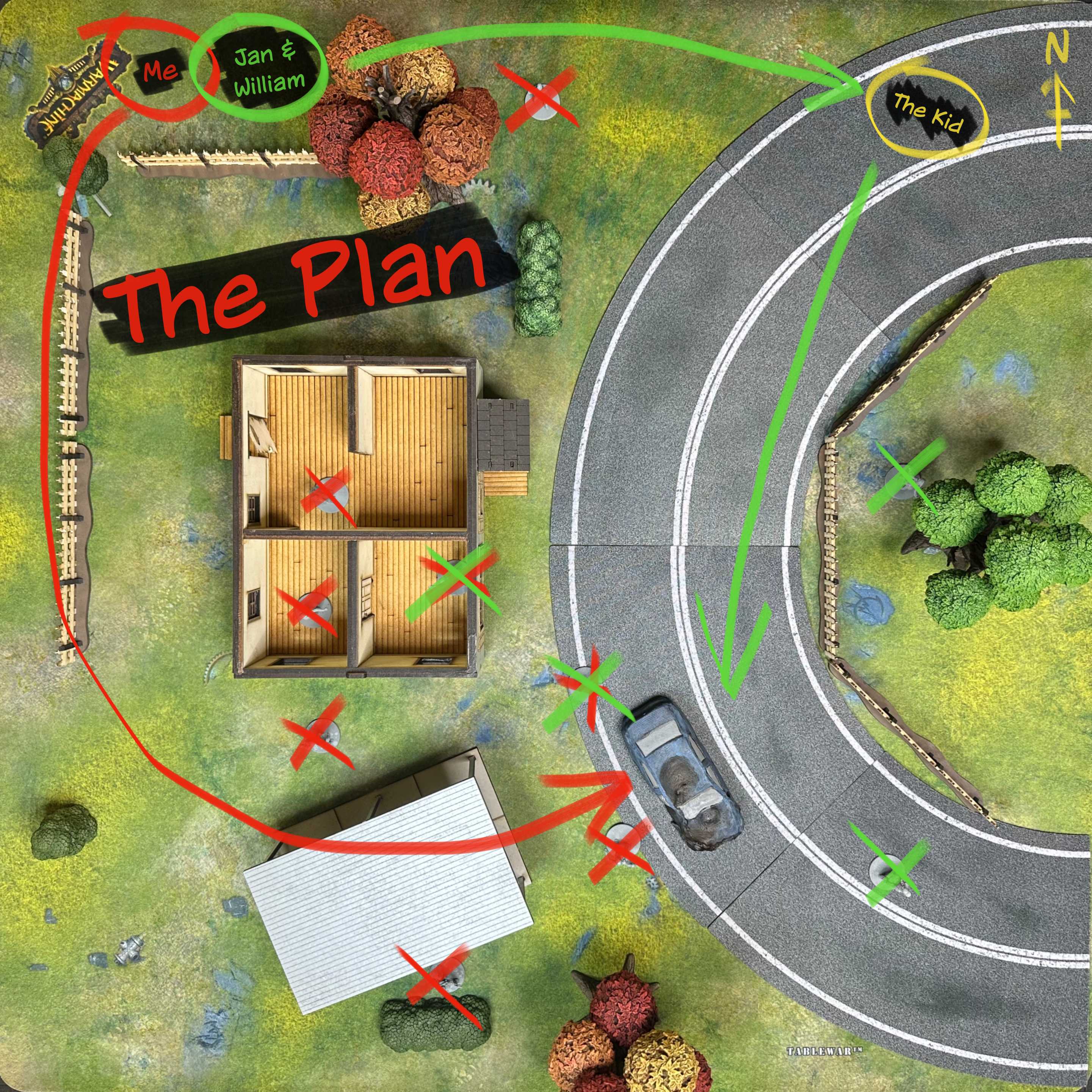 top view of the zombie deployment for the first mission